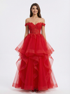 Gorgeous Off the Shoulder A-line Tulle Prom Ball Gown
