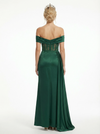 Stunning Lace Applique Pleated Corset Prom Dress with Slit