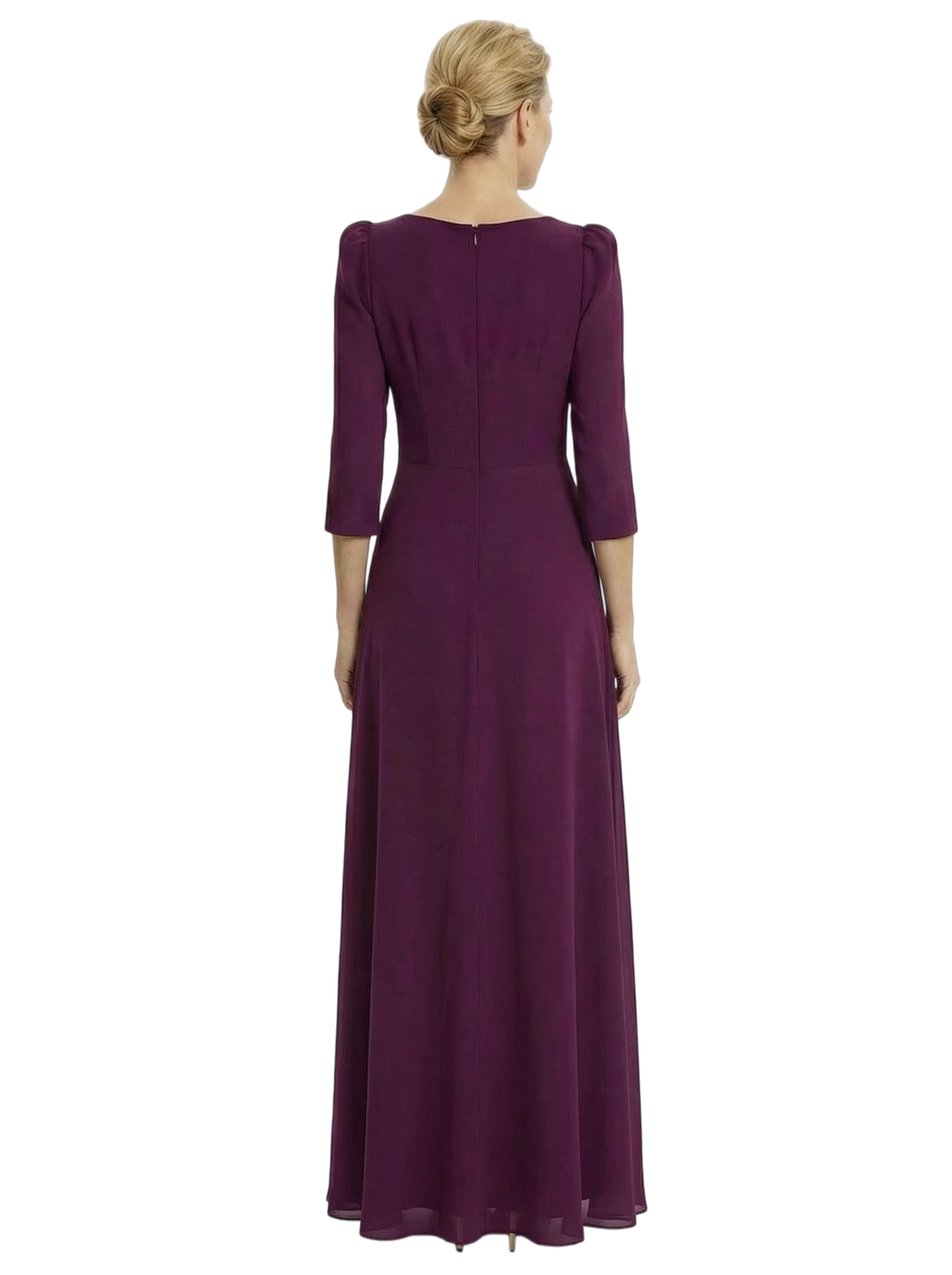 Chicsew Elegant Chiffon Scoop 3/4 Sleeve A-Line Chiffon Mother Of The Bride Gowns