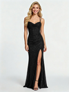Sparkly Sequins Cowl Neck Side Slit Mermaid Corset Prom Dress