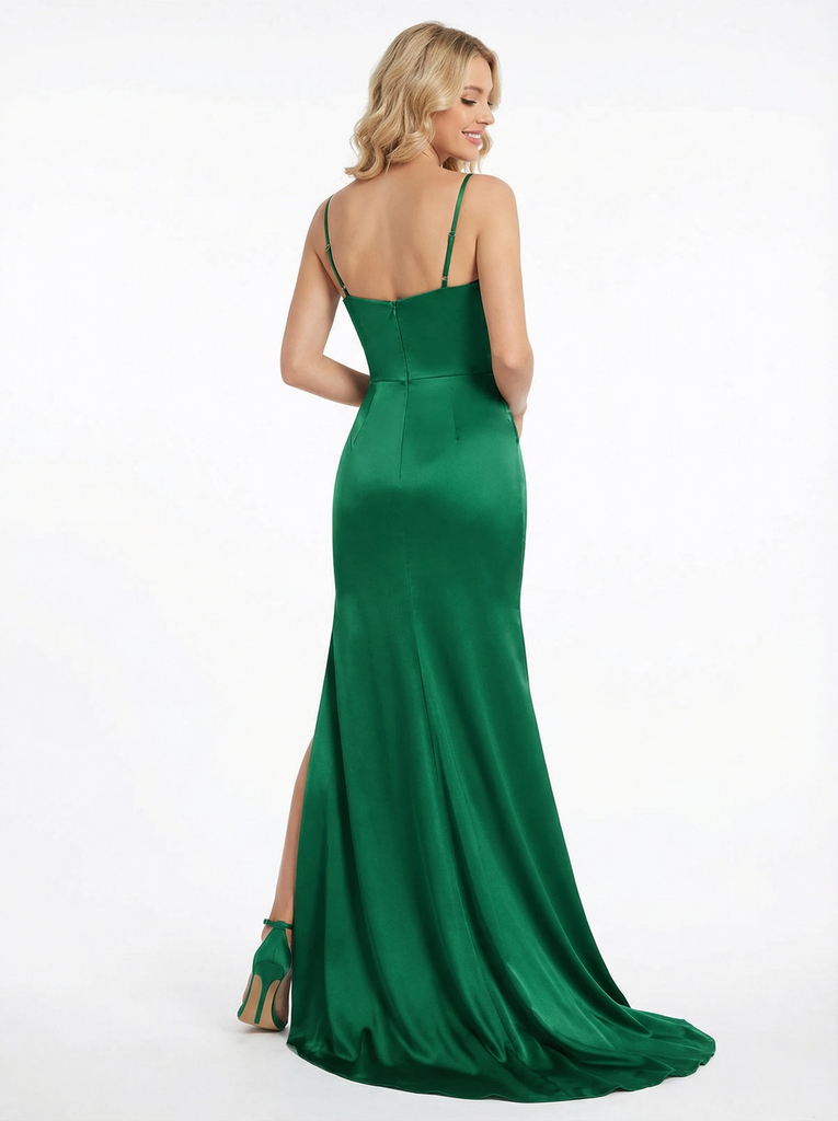 Chic Ruffles Sweetheart Spaghetti Straps Prom Dress with Slit