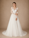 ChicSew Romantic Illusion Long Sleeves A-Line Lace Tulle Maxi Wedding Dresses