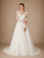 ChicSew Romantic Illusion Long Sleeves A-Line Lace Tulle Maxi Wedding Dresses