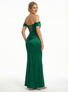 Unique Off the Shoulder Pleated Mermaid Prom Dress with Cut Out
