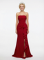Elegant Jersey Strapless Ruffles Mermaid Prom Dress with Slit