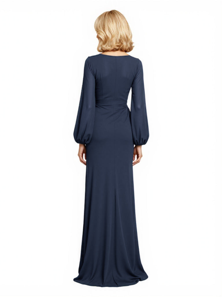 Elegant Chiffon Square Long Sleeves Mermaid Mother Of The Bride Dresses