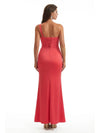 Elegant Mermaid One Shoulder Side Slit Ruched Jersey Long Formal Dresses