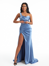 Sexy Mermaid One Shoulder Side Slit Soft Satin Long Bridesmaid Dresses Online