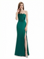 Ladies Unique Mermaid Ruched Satin Long Formal Evening Dresses Strapless Side Slit