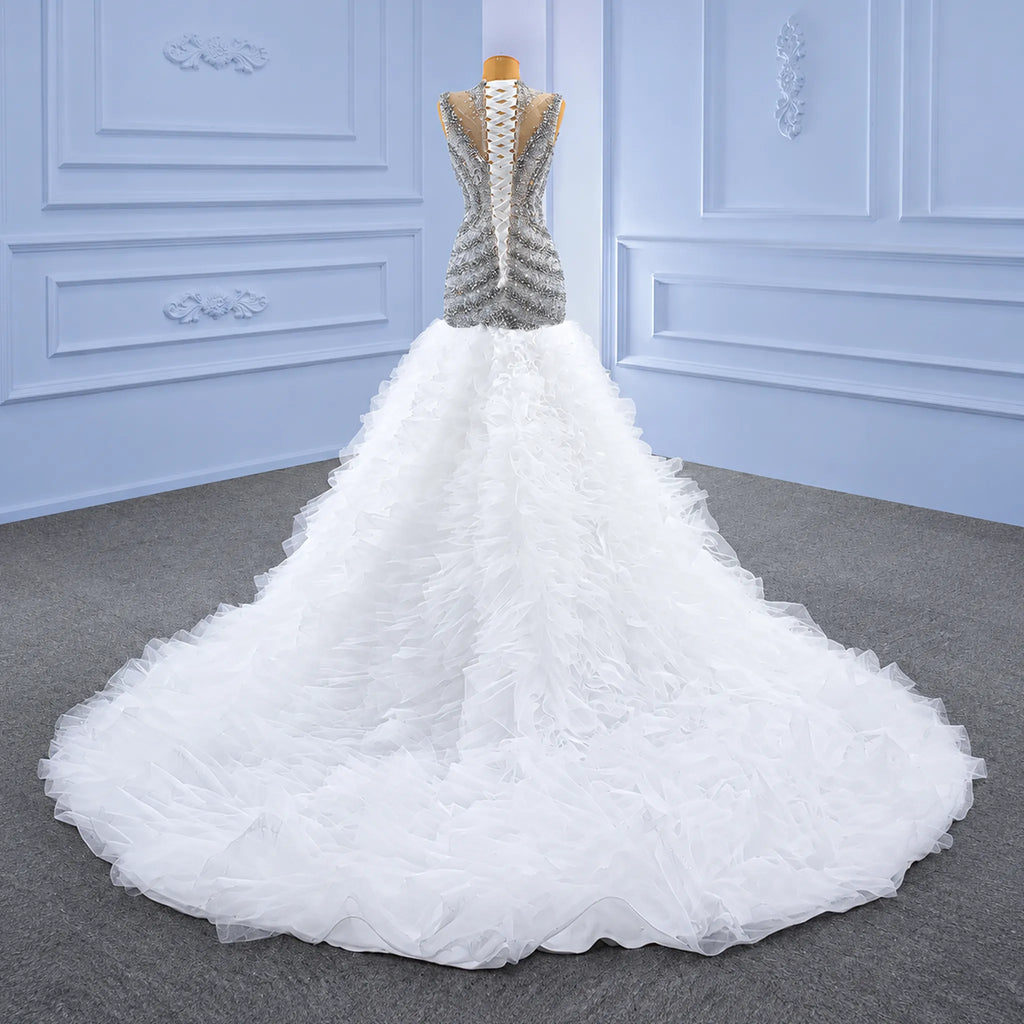 ChicSew Sleeveless Mermaid Ball Gown Wedding Dress With Rhinestone