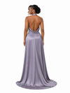 ChicSew Sexy Halter Ruching Side Slit Mermaid Soft Satin Floor-Length Bridesmaid Dresses