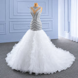 ChicSew Sleeveless Mermaid Ball Gown Wedding Dress With Rhinestone