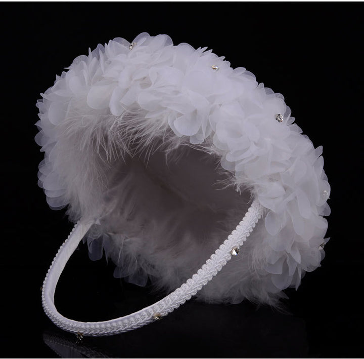 Creative Handmade Ostrich Feather Wedding Flower Basket, HL-5619