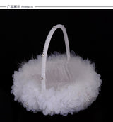 Creative Handmade Ostrich Feather Wedding Flower Basket, HL-5619