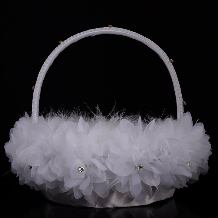Creative Handmade Ostrich Feather Wedding Flower Basket, HL-5619