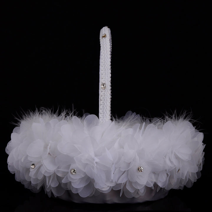 Creative Handmade Ostrich Feather Wedding Flower Basket, HL-5619