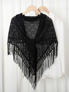 Ladies' Solid Color Triangle Fringe Knitted Scarf Shawl For Autumn And Winter