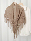 Ladies' Solid Color Triangle Fringe Knitted Scarf Shawl For Autumn And Winter