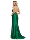 ChicSew Elegant Satin Halter Lace Top Ruched Mermaid Formal Prom Dresses With Side Slit