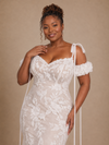 ChicSew Modern Unique Mermaid Cold Shoulder Lace Tulle Maxi Long Wedding Dress