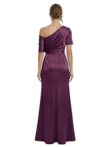 Chicsew Sexy Off Shoulder Satin Mother of The Groom Dress Side Slit Mermaid Long Elegant Gown