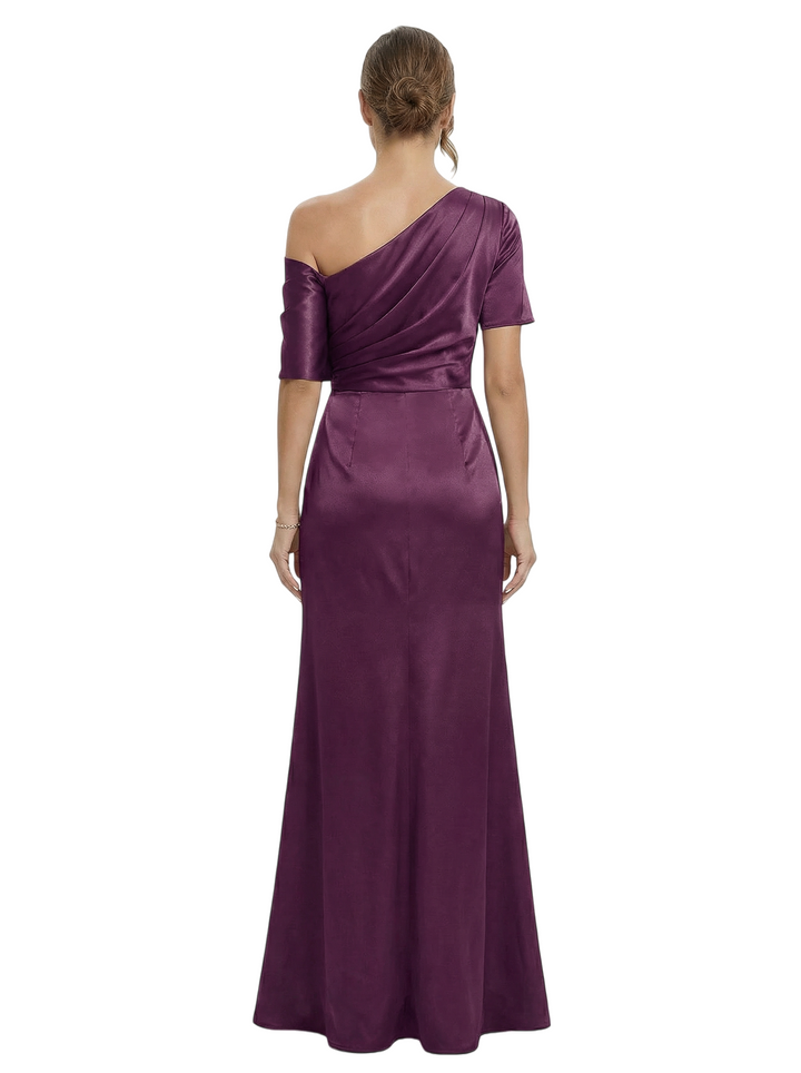 Chicsew Sexy Off Shoulder Satin Mother of The Groom Dress Side Slit Mermaid Long Elegant Gown