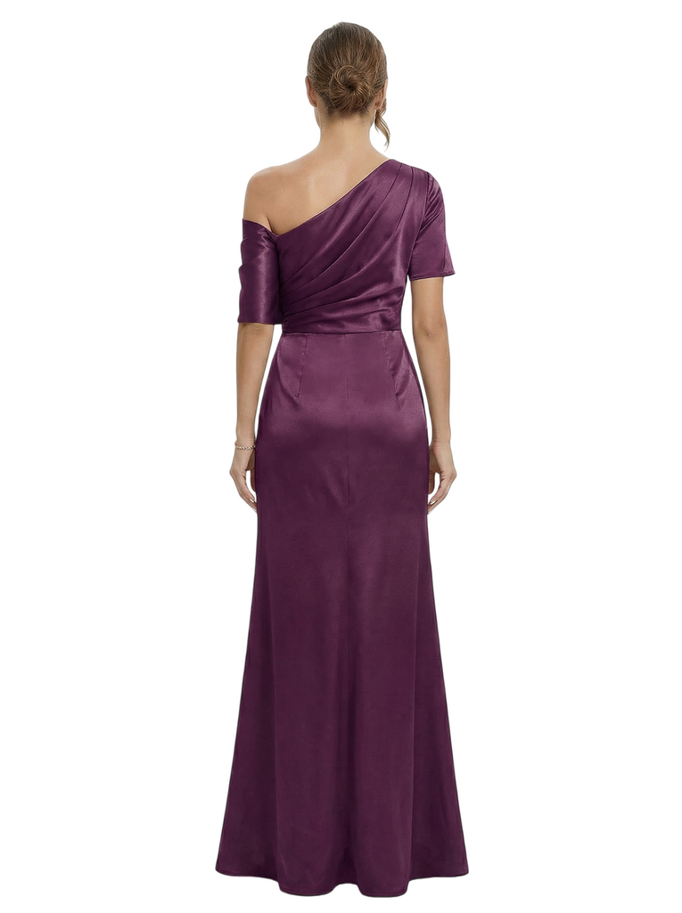 Chicsew Sexy Off Shoulder Satin Mother of The Groom Dress Side Slit Mermaid Long Elegant Gown