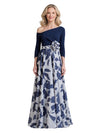Elegant Jersey Asymmetrical Floral Chiffon Floor-Length Mother of The Bride Dresses