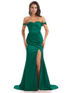 Emerald Green Sexy Chic Silky Mismatched Soft Satin Mermaid Long Bridesmaid Dresses Sale