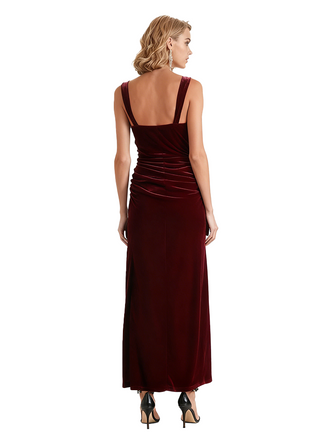 Elegant Spaghetti Straps Sweetheart Side Slit Mermaid Velvet Ankle-Length Mother of The Dresses