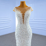 ChicSew Beaded Illusion Mermaid Ball Gown Wedding Dress