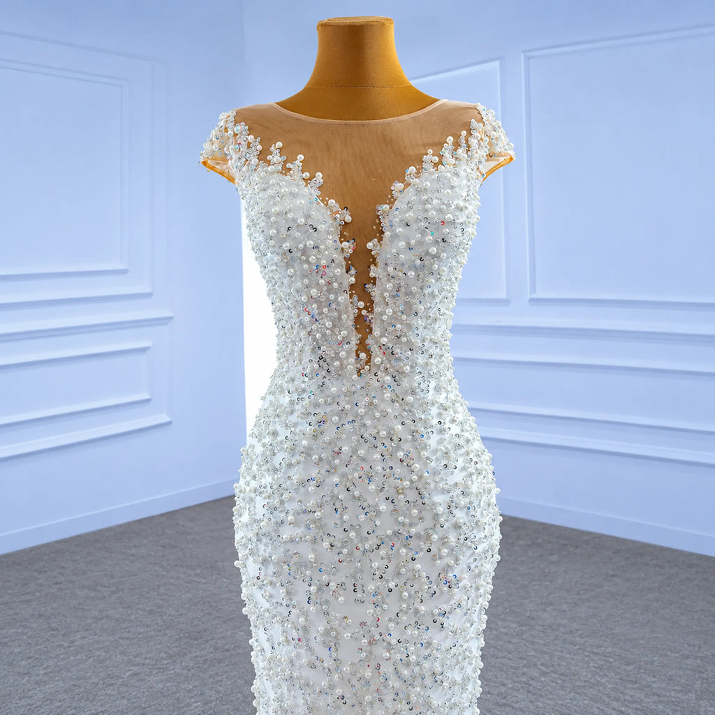 ChicSew Beaded Illusion Mermaid Ball Gown Wedding Dress