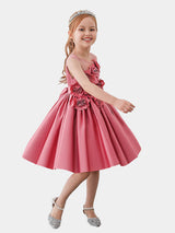 Luxury Satin Flower Girls Dress Elegant Princess Gown for Wedding Kids Tutu Dresses