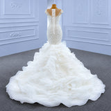 ChicSew Beaded Illusion Mermaid Ball Gown Wedding Dress