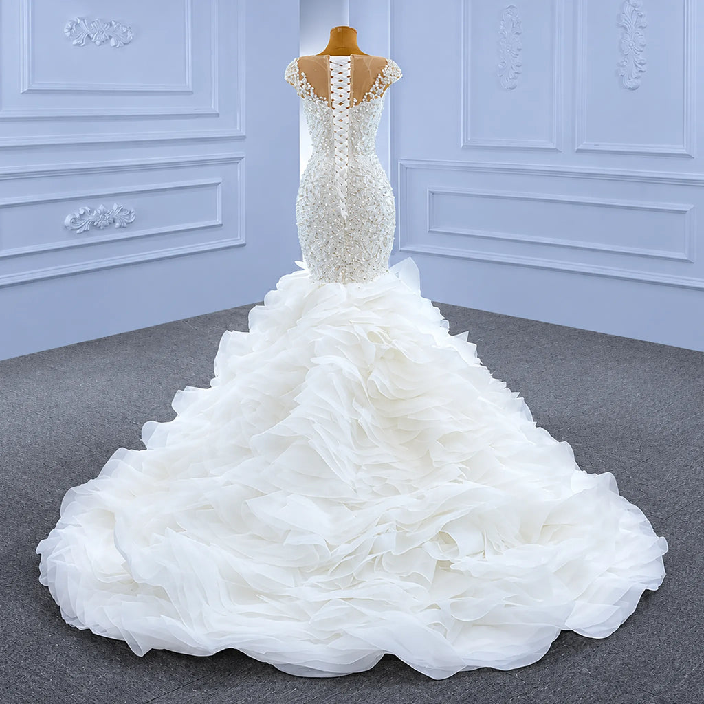 ChicSew Beaded Illusion Mermaid Ball Gown Wedding Dress