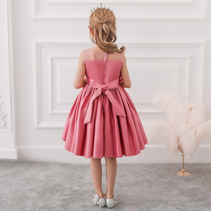 Luxury Satin Flower Girls Dress Elegant Princess Gown for Wedding Kids Tutu Dresses