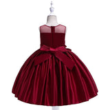 Luxury Satin Flower Girls Dress Elegant Princess Gown for Wedding Kids Tutu Dresses