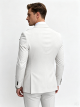 Classic 2 Piece White Men's Suit with Regular Fit and Sophisticated Peak Lapel