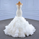 ChicSew Beaded Illusion Mermaid Ball Gown Wedding Dress