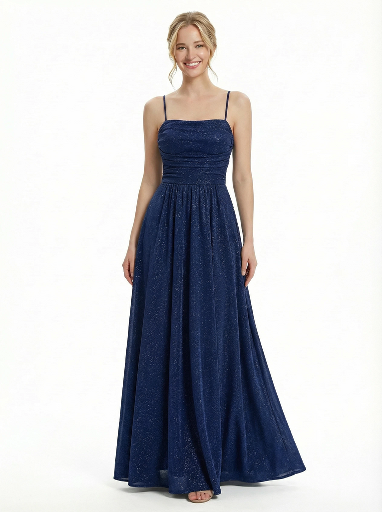 Sparkly Straight Lace-Up Back A-line Prom Dress