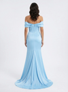 Elegant Off the Shoulder Ruffles Mermaid Prom Dress with Slit