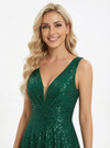 Sparkly Sequins V-neck A-line Prom Dress