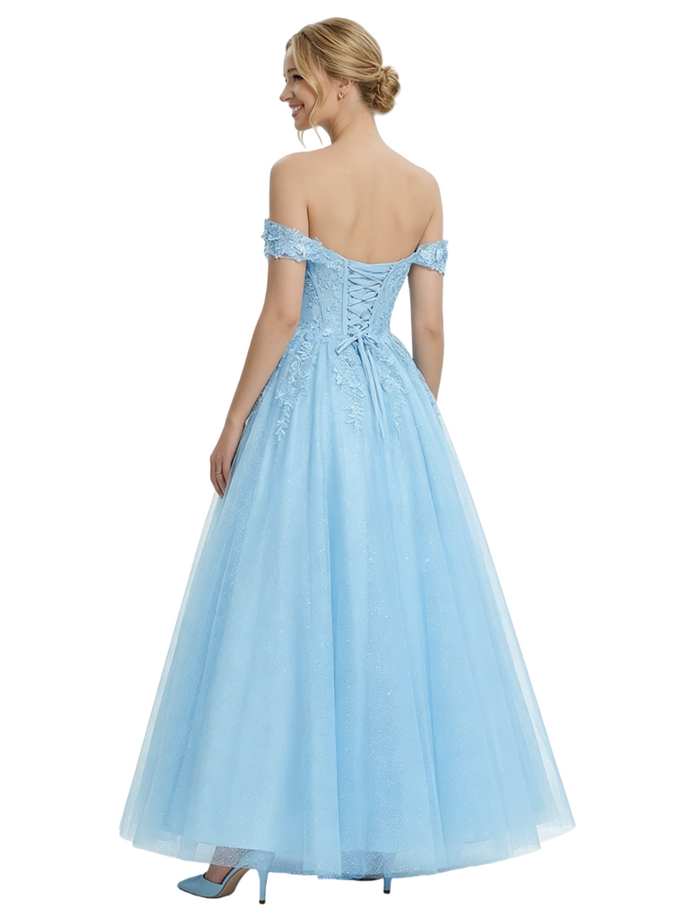 ChicSew Gorgeous Off the Shoulder Lace Appliques A-line Tulle Prom Party Dress
