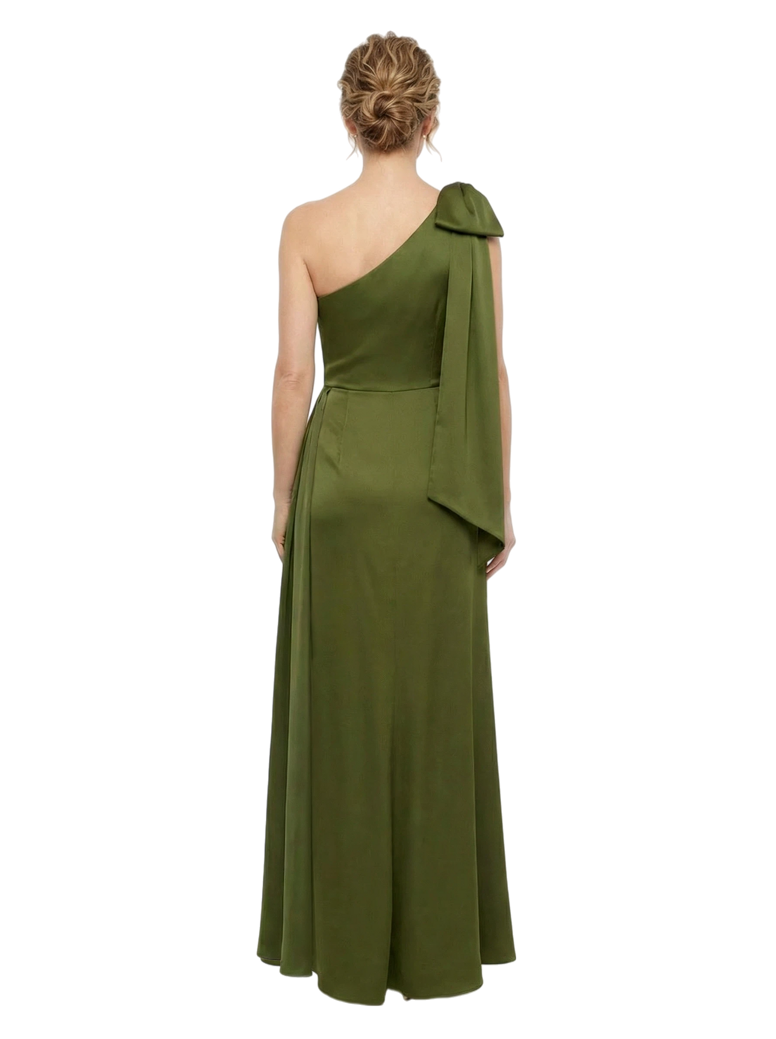 Chicsew One Shoulder Bow Ruched Satin Mermaid Mother Of The Bride Dresses