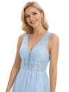 ChicSew Elegant Floral Applique V-neck A-line Tulle Prom Dress