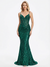 Sparkly Sequins Spaghetti Straps  Mermaid Prom Dress Formal Gown