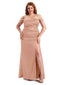 Rose Gold Satin Off The Shoulder Bridesmaid Dress