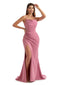 Sexy Side Split Mermaid Cowl Stretch Crepe Long Formal Bridesmaid Dresses Online