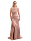 Sexy Side Slit One Shoulder Long Satin Unique Bridesmaid Dresses Online