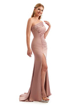 Summer Modern Side Split Satin Bridesmaid Dresses